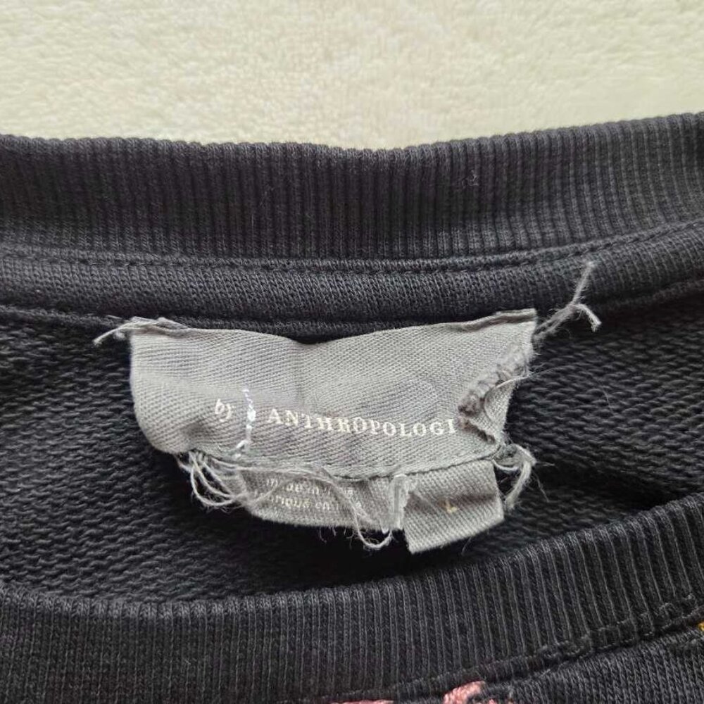 L By Anthropologie embroidered floral sweatshirt sweater in black - Picture 6 of 11